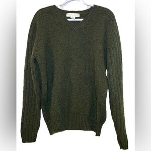 Basic Elements 100% Shetland Wool Knit Sweater Men’s XL Army Green Heavy Chunky